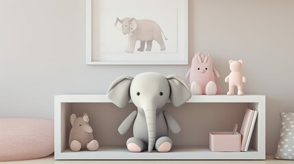 toy pink and gray elephant - Powered by Adobe