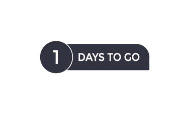 1 days to go countdown to go one time,  background template 1 days to go, countdown sticker left banner business, sale, label button,