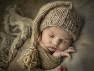 Portrait  sleeping baby child close up.Generative AI