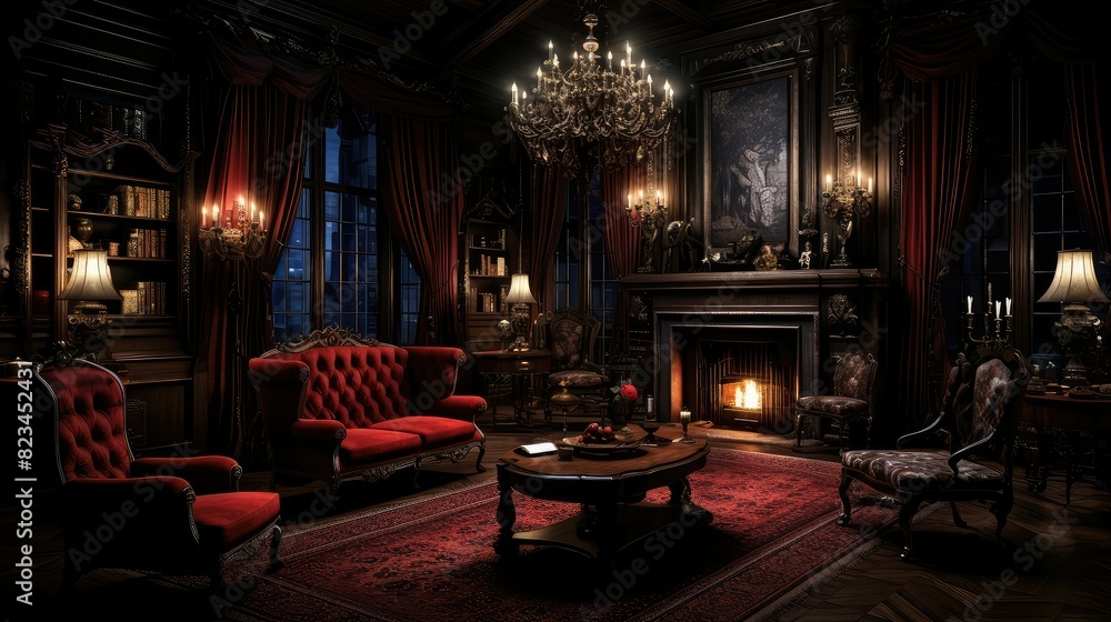 Wall mural sophisticated dark interior