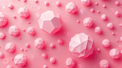Pink background with polygon web that analyzing data on Pink and square pieces with Pink elements