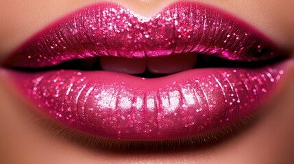 vibrant pink glitter lips - Powered by Adobe