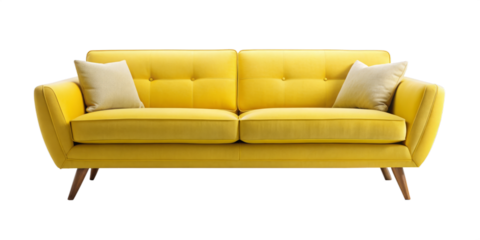 Modern yellow couch isolated