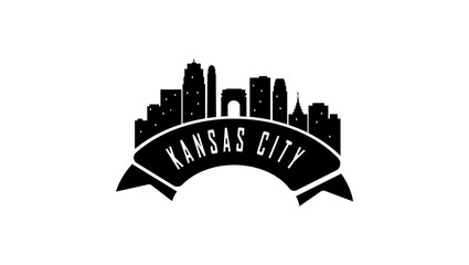 Kansas City  skyline, black isolated silhouette