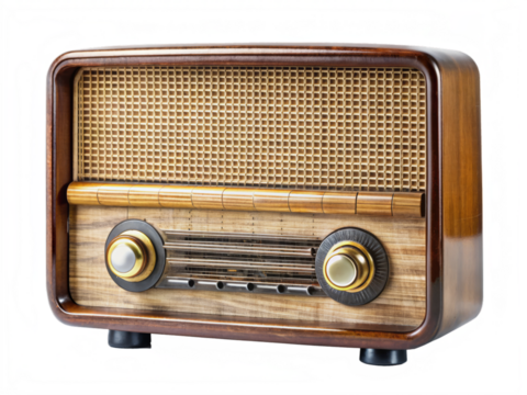 old vintage radio isolated on transparent background