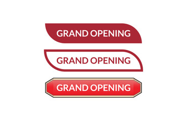 Grand opening red ribbon label banner set. Open available now sign or Grand opening tag.