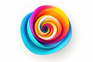 colorful vortex icon, logo template. Abstract multicolored curly lines, in a circle, highlighted on a white background, a sports concept, a multicolored striped logo, a place to copy your text.