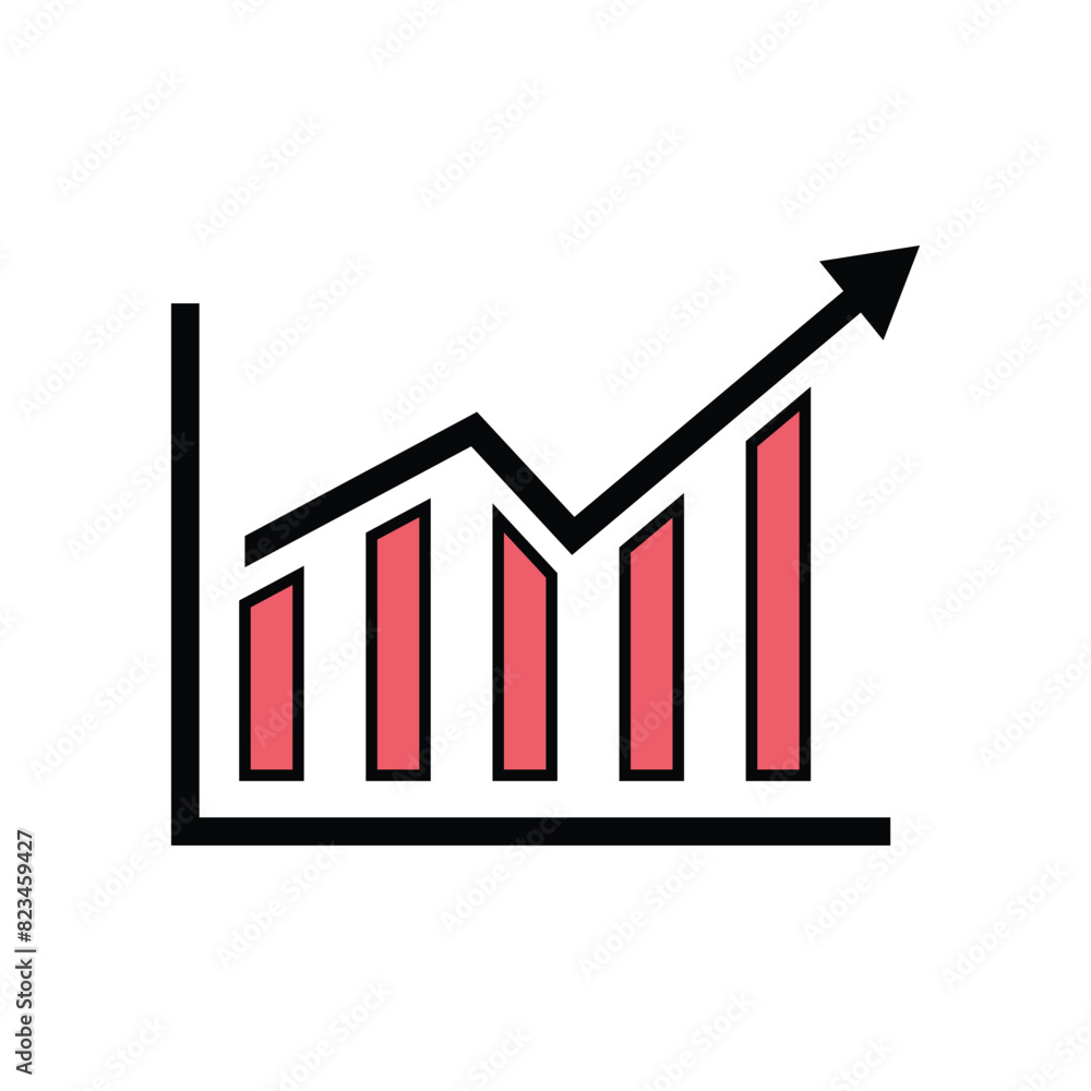Poster graph chart icon vector. growth icon symbol.