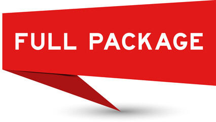 Red color speech banner with word full package on white background