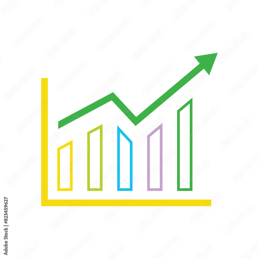 Poster graph chart icon vector. growth icon symbol.