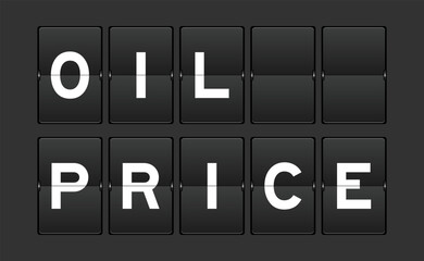 Black color analog flip board with word oil price on gray background