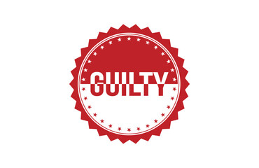 Guilty red ribbon label banner.