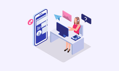 Call center vector isometric illustration