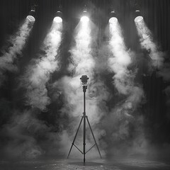 light spotlight stage background smoke entertainment lamp studio bright night show spot empty concert scene