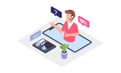 Call center vector isometric illustration