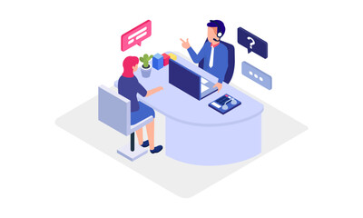 Call center vector isometric illustration