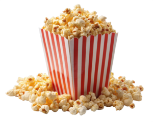 bucket of popcorn in red white stripes