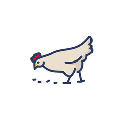 Chicken line icon. Hen picking grains isolated outline sign. Farming, agriculture, poultry concept. Vector illustration, symbol element for web design and apps