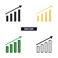 Graph chart icon flat vector illustration.