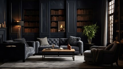 Obraz premium moody dark living room