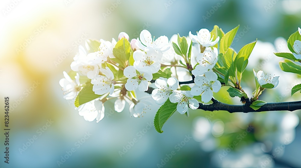Wall mural blurred branch cherry background - Wall murals