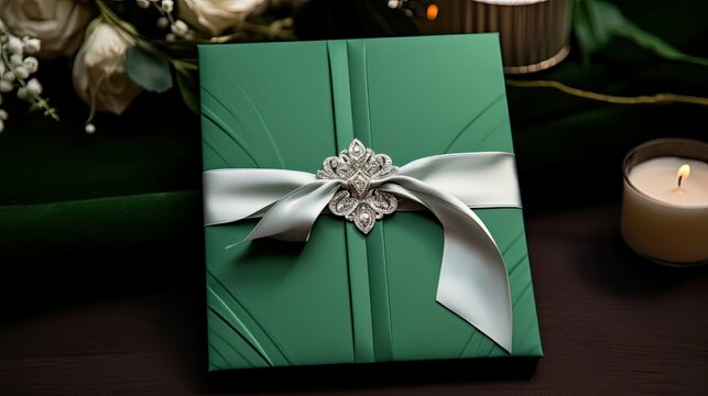 invitation green and silver luxury invitations