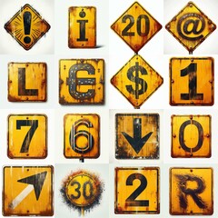 Yellow Road traffic sign Lettering Typeface. AI generated illustration