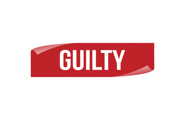 Red banner guilty on white background.