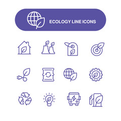 set of ecology vector line icons , eco vector icon , power energy icon