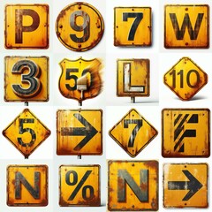 Yellow Road traffic sign Lettering Typeface. AI generated illustration