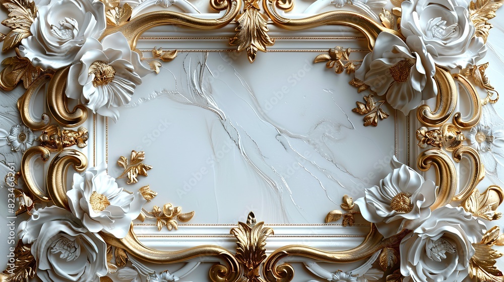 Poster rectangle golden frame border transparent