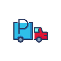 Lorry parking line icon. Truck, van, allowed symbol isolated outline sign. Parking, driving, transportation concept. Vector illustration, symbol element for web design and apps