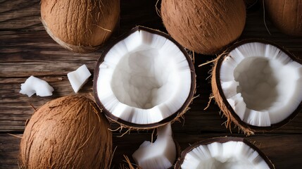 wooden piece coconut background