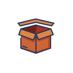 Open cardboard empty box line icon. Carton, parcel, packaging isolated outline sign. Delivery and shipping service concept. Vector illustration, symbol element for web design and apps