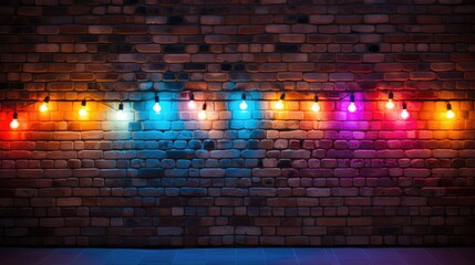 multicolored brick wall with lights