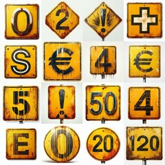 Yellow Road traffic sign Lettering Typeface. AI generated illustration