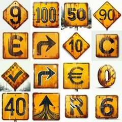 Yellow Road traffic sign Lettering Typeface. AI generated illustration