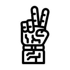 peace robot hand gesture line icon vector. peace robot hand gesture sign. isolated contour symbol black illustration