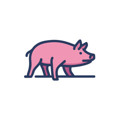 Pig line icon. Animal, boar, mammal isolated outline sign. Farming, agriculture, pork production concept. Vector illustration, symbol element for web design and apps