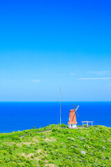 初夏の風車展望所　大島　福岡県宗像市　Early summer windmill observation deck. Ooshima island. Fukuoka Pref, Munakata City.