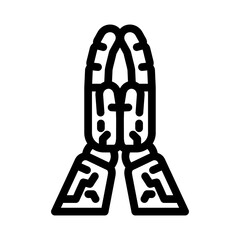 pray robot hand gesture line icon vector. pray robot hand gesture sign. isolated contour symbol black illustration