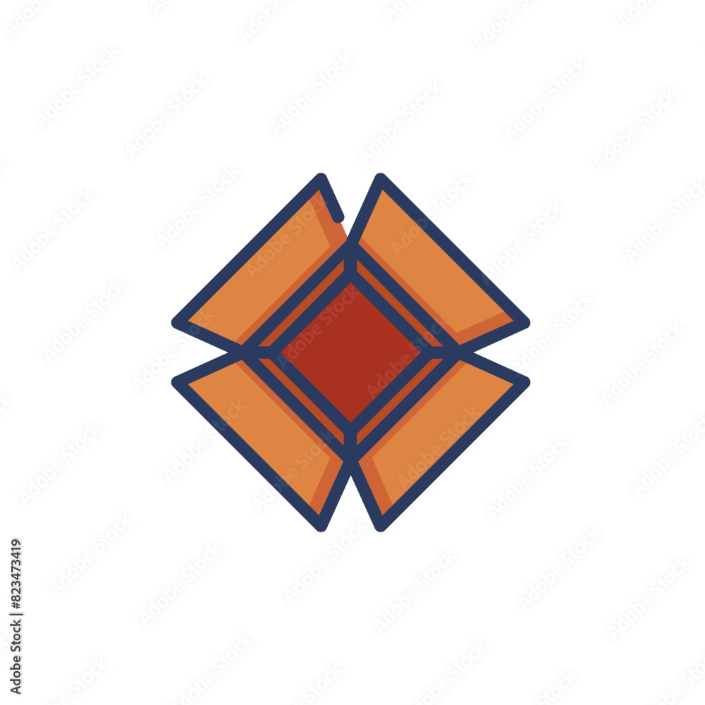 Poster top view of open cardboard box line icon. post, package, carton isolated outline sign. delivery and 