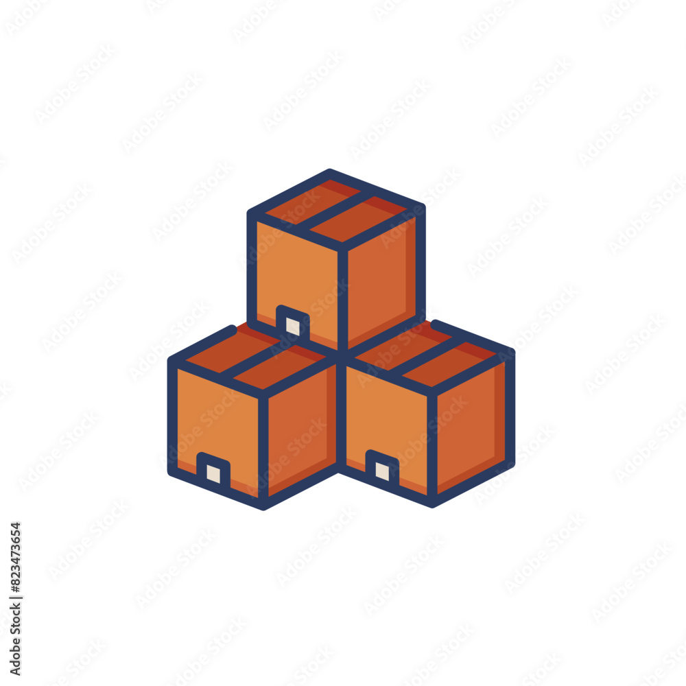Poster tree cardboard boxes line icon. cargo, parcel, export isolated outline sign. delivery and shipping s