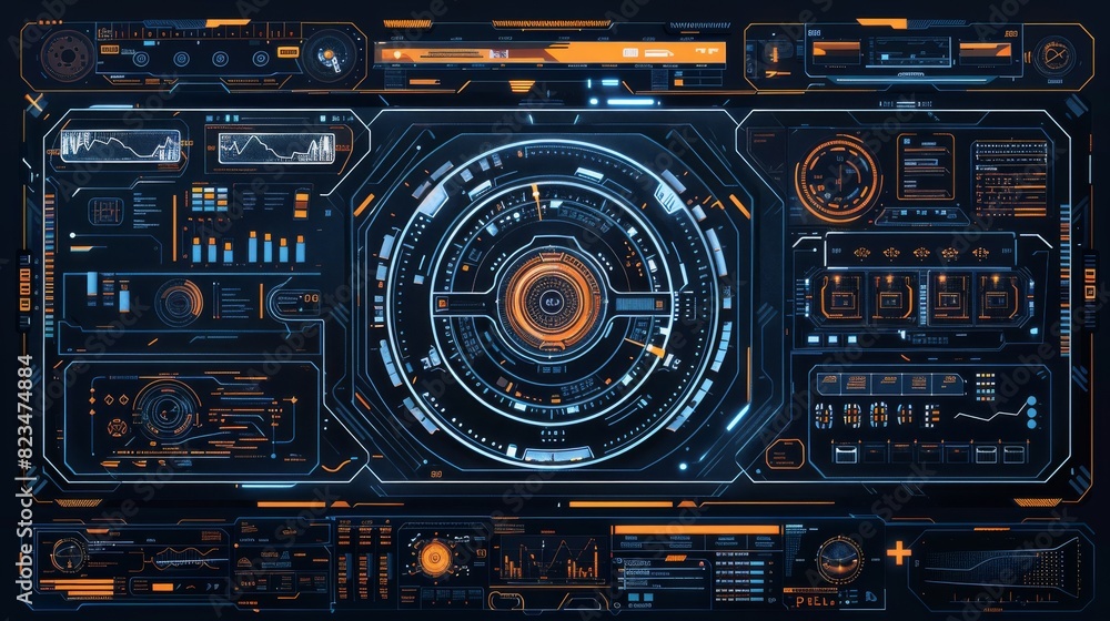 Poster a sleek fui interface design overlay that is designed for 16:9 resolution and includes a collection 