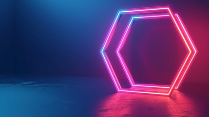 The abstract neon hexagonal linear modern logo template is designed in neon colors