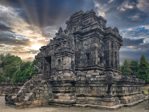 Ngawen Buddhist temple located in the countryside of small town of Muntilan in Central Java, Indonesia