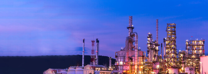 Banner Oil refinery gas petrol plant industry with crude tank, gasoline supply and chemical...