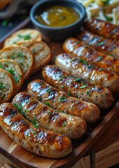 Weisswurst - White sausages with a side of pretzels and sweet mustard.