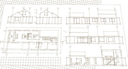 house architectural project sketch 3d illustration