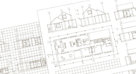 house architectural project sketch 3d illustration
